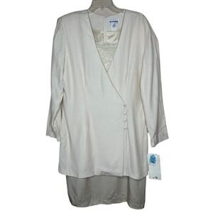 VTG Perceptions Dress Suit Lace Trim Party Career Outfit Size‎ 16 Dead stock NWT